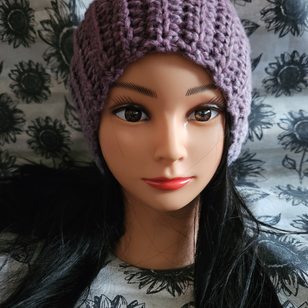 Purple Crochet Handmade Beanie Hat - Picture 10 of 12